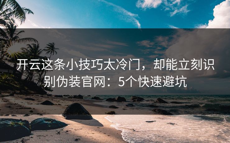 开云这条小技巧太冷门,却能立刻识别伪装官网:5个快速避坑