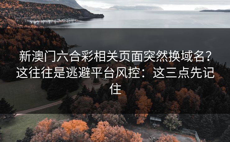 新澳门六合彩相关页面突然换域名？这往往是逃避平台风控：这三点先记住