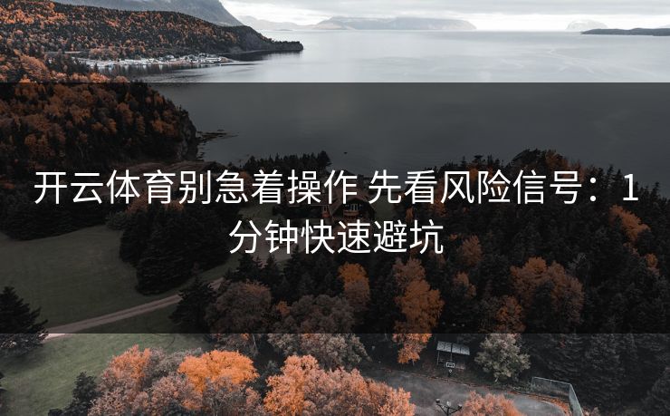 开云体育别急着操作 先看风险信号：1分钟快速避坑
