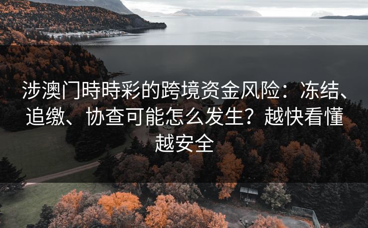 涉澳门時時彩的跨境资金风险：冻结、追缴、协查可能怎么发生？越快看懂越安全
