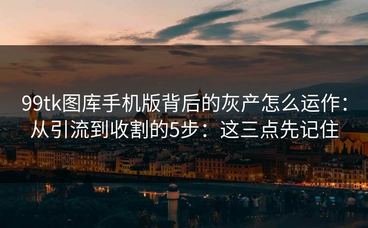 99tk图库手机版背后的灰产怎么运作：从引流到收割的5步：这三点先记住