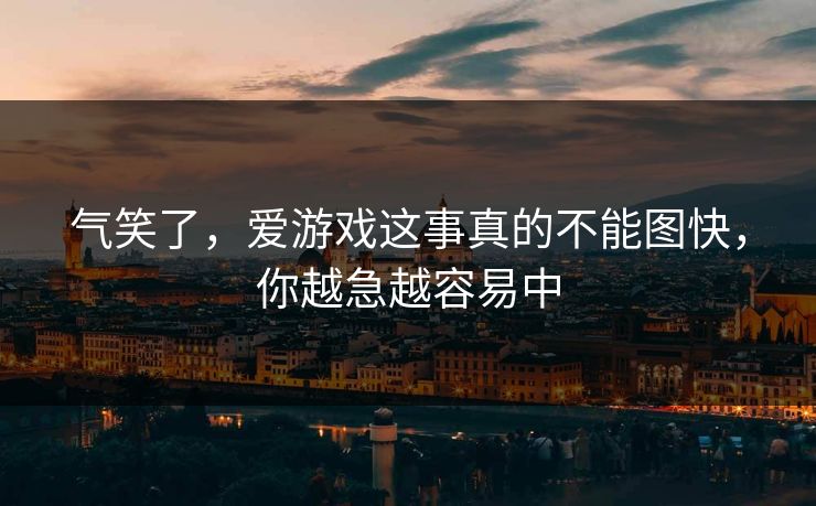 气笑了，爱游戏这事真的不能图快，你越急越容易中