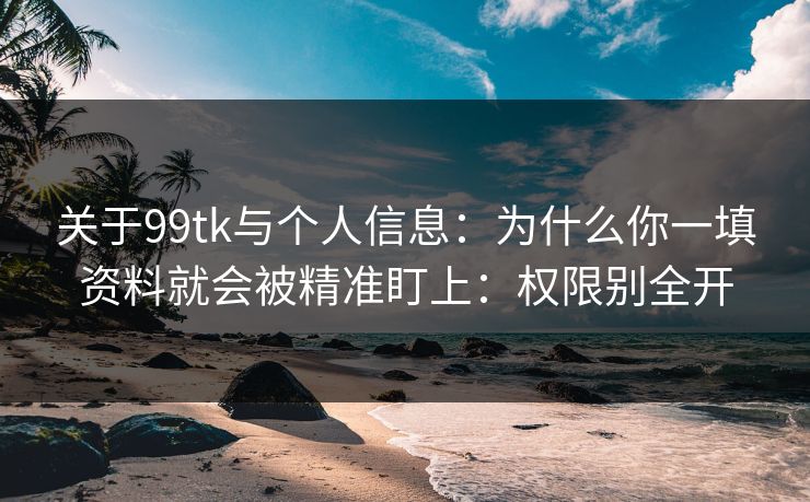 关于99tk与个人信息：为什么你一填资料就会被精准盯上：权限别全开